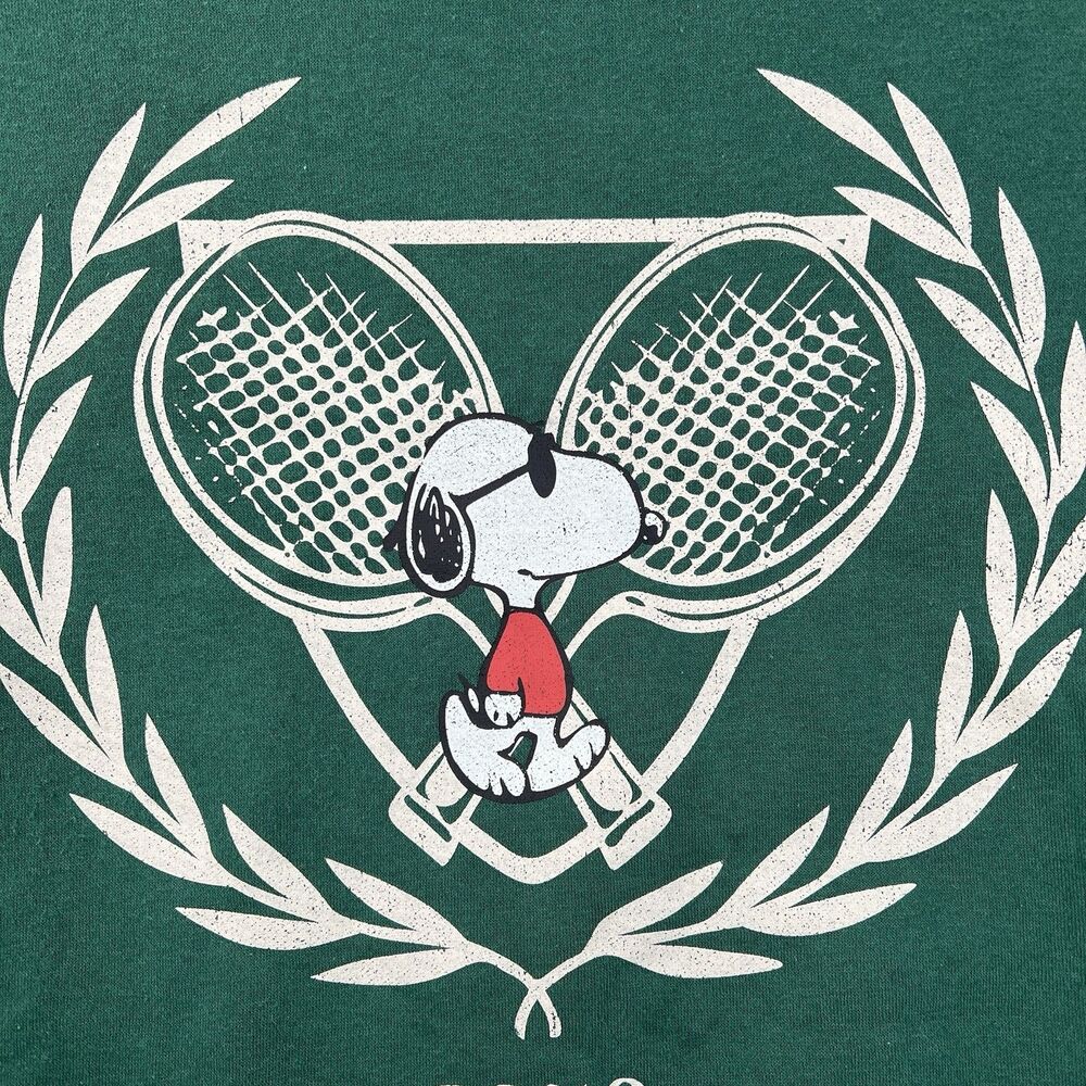1950 Retro Peanuts Tennis Club Snoopy Charlie Brown Sweatshirt Unisex L Green